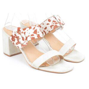 VICI Sally Cow Print Double Strap Slip-On Buckle Heels Sandals Women's 7.5